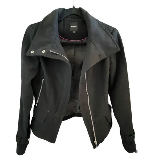 Express ~ Moto inspired Black Jacket ~ fully lined ~ size XS - Picture 2 of 11
